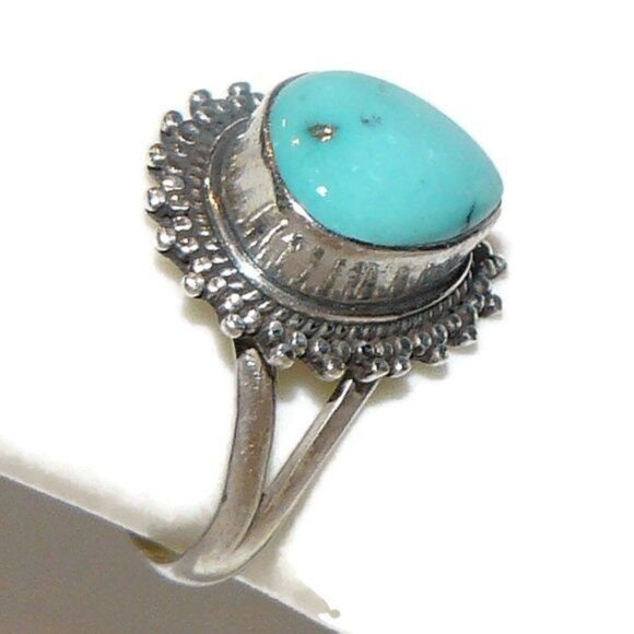 Genuine Turquoise and Sterling Silver Ring Adjustable‎ - Picture 4 of 8